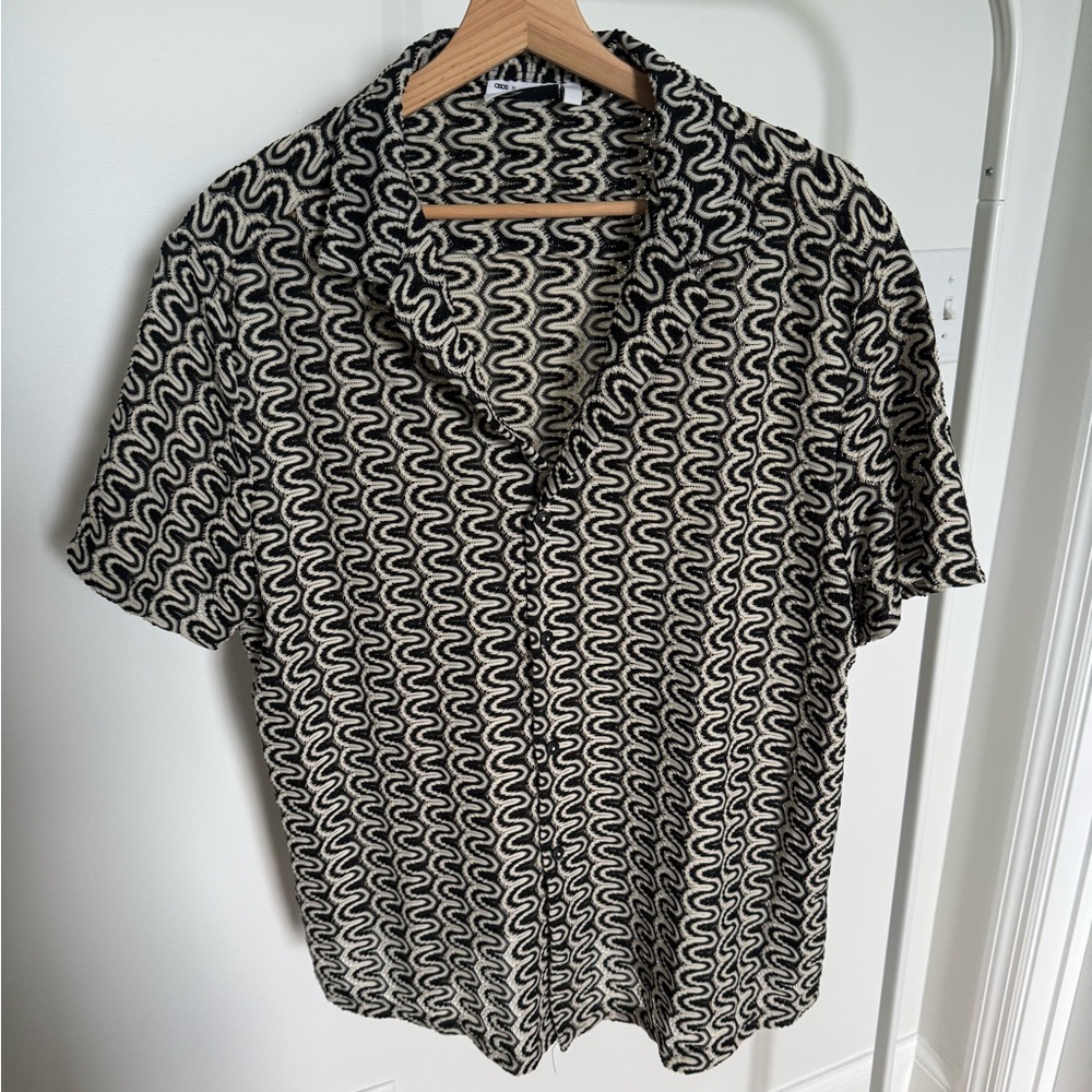 ASOS open weave Black and White Patterned Men's Shirt